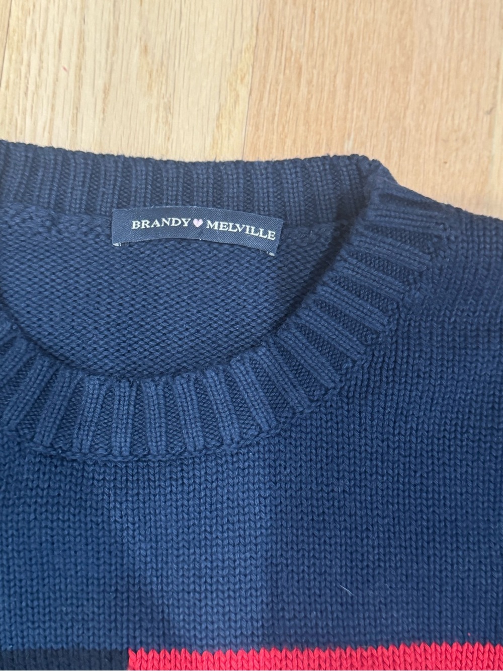 Brandy Melville Navy Knit American Flag Crewneck Sweater - Picture 3 of 6